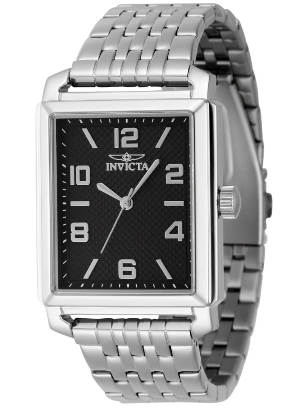 $199 Invicta Vintage Mens Quartz Black Dial Stainless Steel Bracelet Watch NIB
